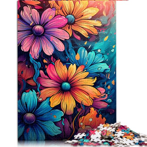 1000-teiliges Puzzle für Erwachsene, Lernspiele, farbenfrohe Psychedelie mit kleinen Gänseblümchen, Papierpuzzle, für die Familie Erwachsener, Lernspielzeug, Größe: 26 x 38 cm von LZYANG