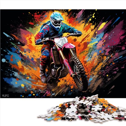 1000-teiliges Puzzle für Erwachsene, Motorradfahrer-Holzpuzzle, für Erwachsene und Kinder ab 12 Jahren, Lernspiel für Erwachsene und Kinder. Größe: 52 x 38 cm von LZYANG