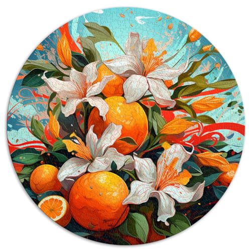 1000-teiliges Puzzle für Erwachsene, Orangenblüte, bunt, kreatives rundes Puzzle, für Erwachsene und Kinder ab 12 Jahren, Kartonpuzzle, Denkspiel, Größe 67,5 x 67,5 von LZYANG