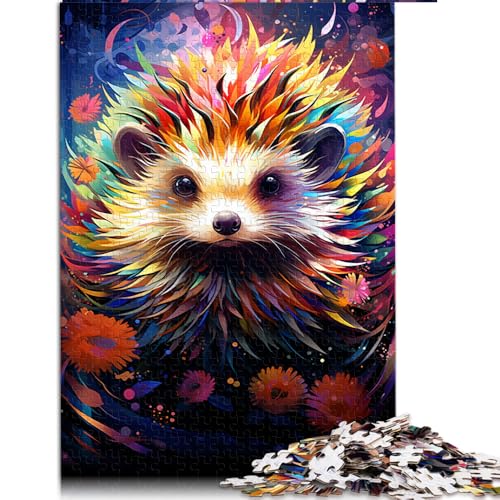 1000-teiliges Puzzle für Erwachsene, Papierpuzzle „Bunter Igel malen“, für Erwachsene und Kinder ab 12 Jahren, Holzpuzzle als Familienspiel und Heimdekoration. Größe: 50 x 75 cm von LZYANG