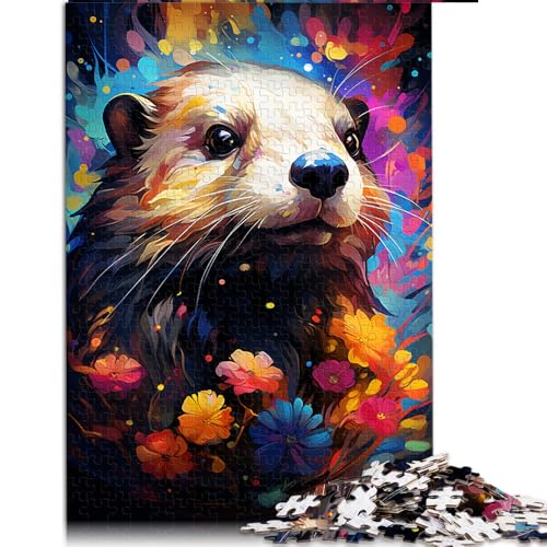 1000-teiliges Puzzle für Erwachsene, Papierpuzzle „Buntes Seeotter-Malen“, geeignet für Erwachsene, Lernspiele, Größe: 50 x 75 cm von LZYANG