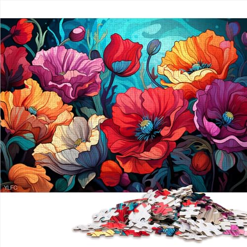 1000-teiliges Puzzle für Erwachsene, Papierpuzzle „Fantasievolle, Bunte Mohnblumen“, für Erwachsene und Kinder ab 12 Jahren, tolle Geschenke zu Weihnachten. Größe: 50 x 75 cm von LZYANG