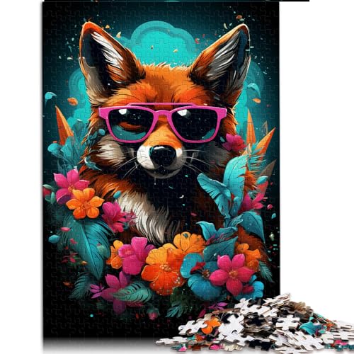 1000-teiliges Puzzle für Erwachsene, Papierpuzzle „Fuchsboss mit Sonnenbrille“, für Erwachsene und Kinder ab 12 Jahren, Lernspiel für Erwachsene und Kinder, Größe: 52 x 38 cm von LZYANG