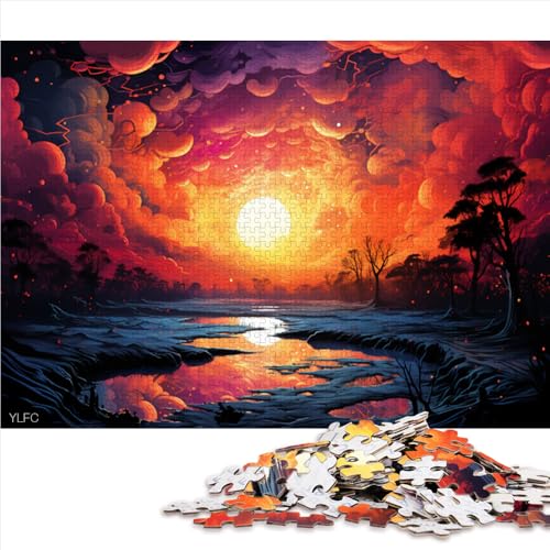 1000-teiliges Puzzle für Erwachsene, Papierpuzzle mit Fantasie-Sonnenuntergangslandschaft, für Erwachsene und Kinder ab 12 Jahren, Familiendekoration. Größe: 26 x 38 cm. von LZYANG