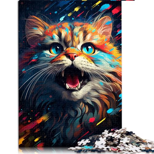 1000-teiliges Puzzle für Erwachsene, Papierpuzzle mit süßer Katze zum Ausmalen, für Erwachsene und Kinder ab 12 Jahren, Lernspiel. Größe: 26 x 38 cm. von LZYANG