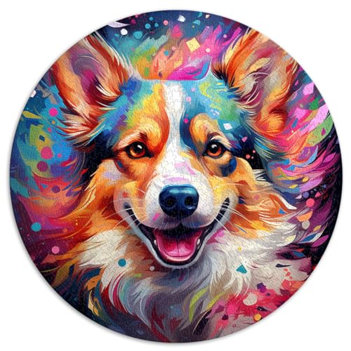 1000-teiliges Puzzle für Erwachsene, Psychedelic Corgi, kreatives rundes Puzzle, für Erwachsene und Kinder, Kartonpuzzle, Denkspiel, Größe 67,5 x 67,5 von LZYANG