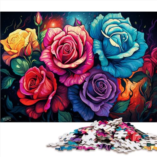 1000-teiliges Puzzle für Erwachsene, Rosenpapier-Puzzle, für Erwachsene und Kinder ab 12 Jahren, interessante Puzzles zur Stressreduzierung. Größe: 26 x 38 cm. von LZYANG