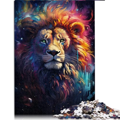 1000-teiliges Puzzle für Erwachsene, Sternenhimmel-Farbmalerei, Löwe, Papierpuzzle, für Erwachsene und Kinder, Puzzle-Wanddekoration. Größe: 50 x 75 cm. von LZYANG