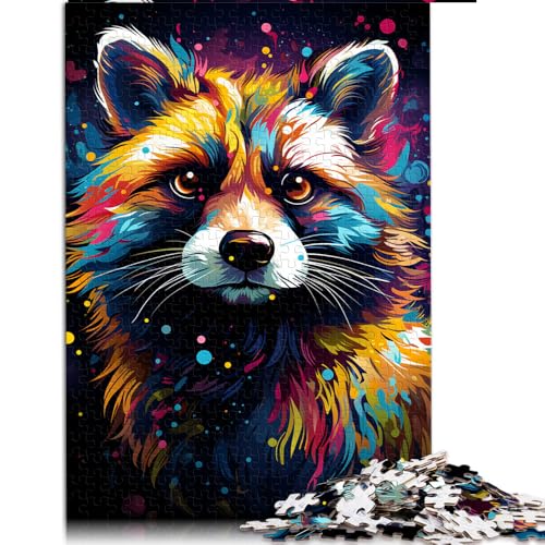 1000-teiliges Puzzle für Erwachsene, Waschbär-Papierpuzzle zum Ausmalen, für Erwachsene und Kinder, Lernspiel für Erwachsene und Kinder. Größe: 26 x 38 cm von LZYANG