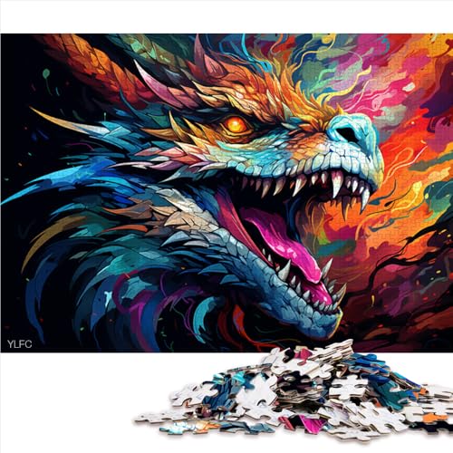 1000-teiliges Puzzle für Erwachsene, Zeichnung eines Drachen-Holzpuzzles, geeignet für Erwachsene und Kinder ab 12 Jahren, zur Heimdekoration. Größe: 52 x 38 cm. von LZYANG