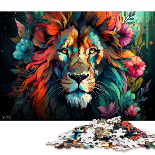 1000-teiliges Puzzle für Erwachsene, buntes Blumen-Löwen-Papierpuzzle, für Kinder ab 12 Jahren, Geschenk zum Geburtstag. Größe: 26 x 38 cm. von LZYANG