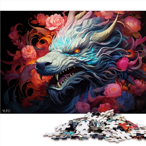 1000-teiliges Puzzle für Erwachsene, buntes Drachen-Papierpuzzle, für Erwachsene und Familien, Lernspiele für Erwachsene und Kinder. Größe: 50 x 75 cm. von LZYANG