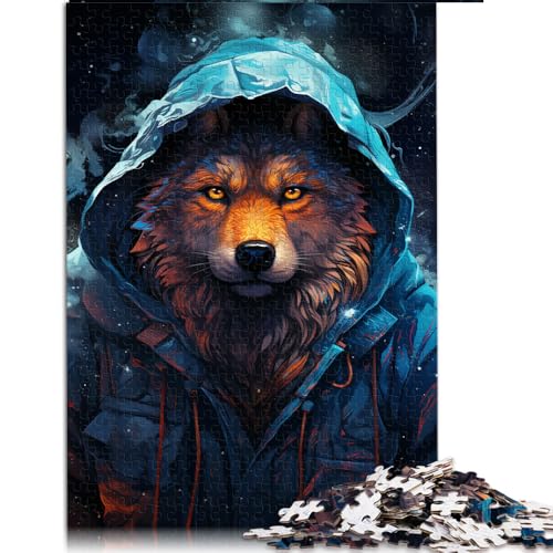 1000-teiliges Puzzle für Erwachsene, energetischer Wolf.png Papierpuzzle, für Erwachsene und Kinder ab 12 Jahren, Geschenke für Freunde und Familie. Größe: 26 x 38 cm von LZYANG