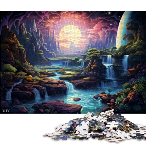 1000-teiliges Puzzle für Erwachsene, farbenfrohe Illustration eines Wasserfall-Papierpuzzles, geeignet für Erwachsene und Kinder ab 12 Jahren, Holzpuzzle für Familienspiele und als Heimdekoration. von LZYANG