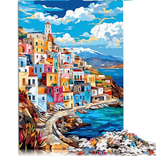 1000-teiliges Puzzle für Erwachsene, farbenfrohe Psychedelie der griechischen Inseln, Papierpuzzle, Puzzles für 12-Jährige, Denkspiel, Größe: 50 x 75 cm von LZYANG