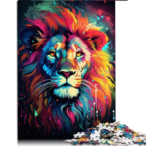 1000-teiliges Puzzle für Erwachsene, farbenfrohe Psychedelie eines süßen Löwen, Papierpuzzle für Erwachsene und Kinder ab 12 Jahren, lehrreiches Lernpuzzle, Größe: 50 x 75 cm von LZYANG