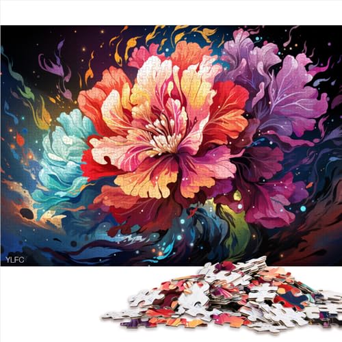 1000-teiliges Puzzle für Erwachsene, farbenfrohe psychedelische Blumen, Holzpuzzle, für Erwachsene und Kinder ab 12 Jahren, tolles Geschenk für Erwachsene. Größe: 52 x 38 cm. von LZYANG