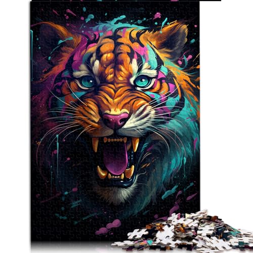 1000-teiliges Puzzle für Erwachsene, farbenfrohes, künstlerisches Tiger-Papierpuzzle, Puzzles für 12-Jährige, Holzpuzzles für Familienspiele und zur Heimdekoration. Größe: 50 x 75 cm. von LZYANG