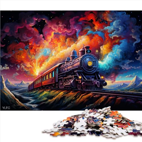 1000-teiliges Puzzle für Erwachsene, farbenfrohes Eisenbahn-Kunst-Papierpuzzle, für Erwachsene und Kinder, Denksport-Puzzle, Größe: 26 x 38 cm von LZYANG