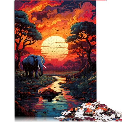 1000-teiliges Puzzle für Erwachsene, farbenfrohes Elefanten-Papierpuzzle, für Erwachsene und Kinder ab 12 Jahren, Holzpuzzle für Familienspiele und zur Heimdekoration. Größe: 50 x 75 cm. von LZYANG