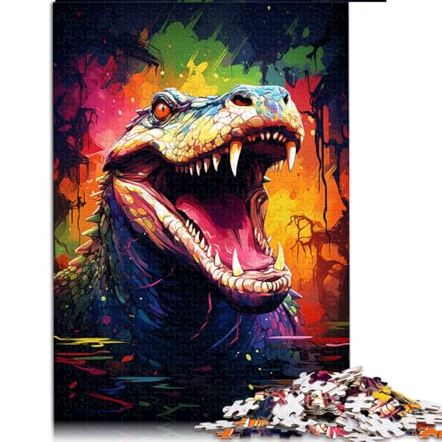 1000-teiliges Puzzle für Erwachsene, farbenfrohes Fantasie-Krokodil-Papierpuzzle, für Erwachsene und Kinder ab 12 Jahren, Denksportspiel. Größe: 52 x 38 cm. von LZYANG