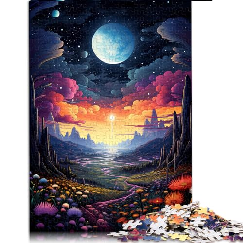 1000-teiliges Puzzle für Erwachsene, farbenfrohes Fantasie-Sonnenuntergangsblumen-Papierpuzzle, Puzzles für 12-Jährige, Lernspiele für Erwachsene und Kinder. Größe: 26 x 38 cm. von LZYANG