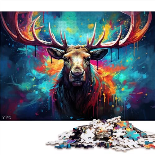 1000-teiliges Puzzle für Erwachsene, farbenfrohes Fantasy-Elch-Kunst-Papierpuzzle, für Erwachsene und Kinder ab 12 Jahren, Denkspiel-Spielzeug. Größe: 52 x 38 cm. von LZYANG