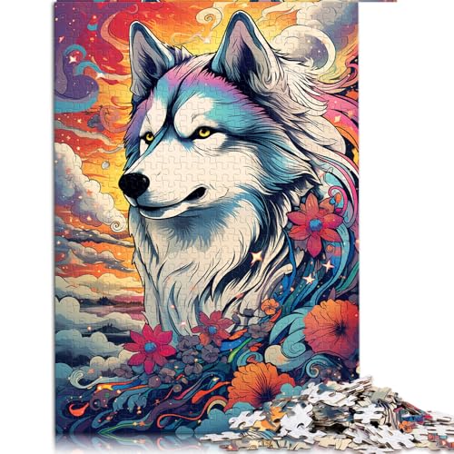 1000-teiliges Puzzle für Erwachsene, farbenfrohes Husky-Papierpuzzle, für Erwachsene und Kinder ab 12 Jahren, Denkspiel-Spielzeug. Größe: 52 x 38 cm. von LZYANG