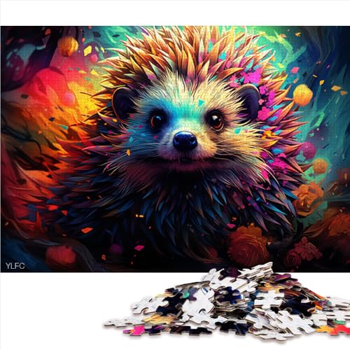 1000-teiliges Puzzle für Erwachsene, farbenfrohes Igel-Kunstpapierpuzzle, für Erwachsene und Kinder ab 12 Jahren, Lernspiele für zu Hause, DIY-Spielzeug, Größe: 52 x 38 cm von LZYANG