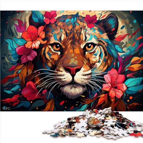 1000-teiliges Puzzle für Erwachsene, farbenfrohes Papierpuzzle mit Psychedelischer Leoparden-Kunst, für Erwachsene und Kinder ab 12 Jahren, Lernspielzeug, Familienspiele. Größe: 50 x 75 cm. von LZYANG