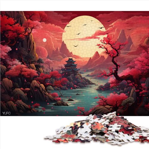 1000-teiliges Puzzle für Erwachsene, farbenfrohes Papierpuzzle mit asiatischer Retro-Landschaft, geeignet für Erwachsene und Kinder ab 12 Jahren, Holzpuzzle als Familienspiel und Heimdekoration. von LZYANG