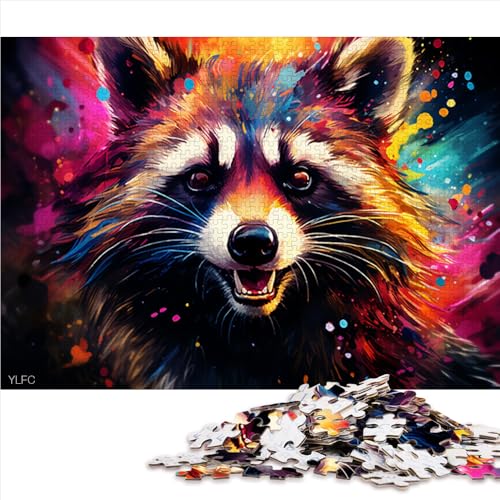 1000-teiliges Puzzle für Erwachsene, farbenfrohes Waschbär-Papierpuzzle, für Erwachsene und Kinder ab 12 Jahren, Heimdekoration. Größe: 50 x 75 cm. von LZYANG