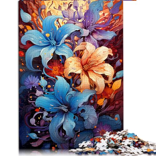 1000-teiliges Puzzle für Erwachsene, farbenfrohes psychedelisches Blumen-Papierpuzzle, geeignet für Erwachsene und Kinder ab 12 Jahren, Lernspielzeug, Größe: 52 x 38 cm von LZYANG