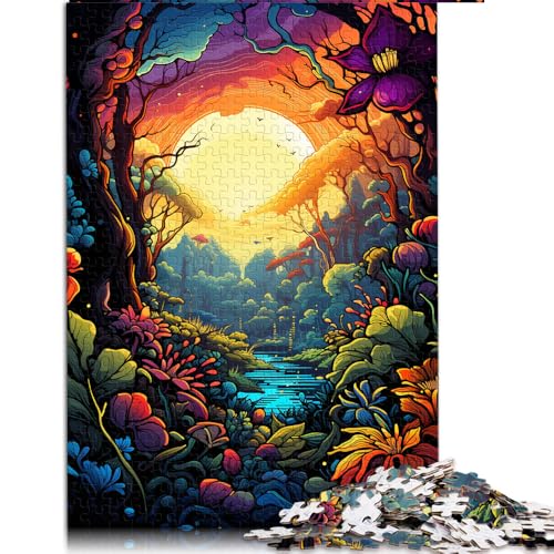 1000-teiliges Puzzle für Erwachsene, farbenfrohes psychedelisches Dschungel-Papierpuzzle, geeignet für Erwachsene und Kinder ab 12 Jahren, Lernspiele für Erwachsene und Kinder. Größe: 52 x 38 cm. von LZYANG