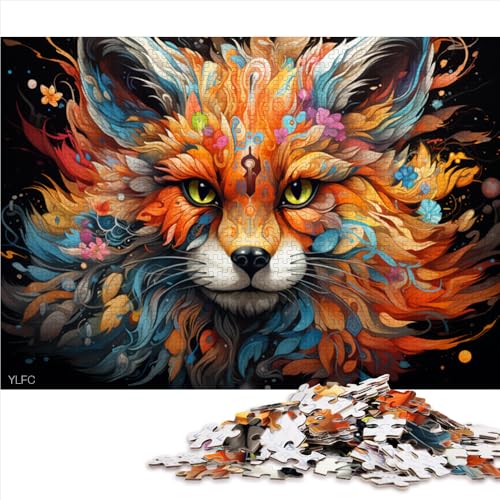 1000-teiliges Puzzle für Erwachsene, farbenfrohes psychedelisches Fuchs-Papierpuzzle, für Erwachsene und Kinder, zum Stressabbau. Größe: 50 x 75 cm. von LZYANG