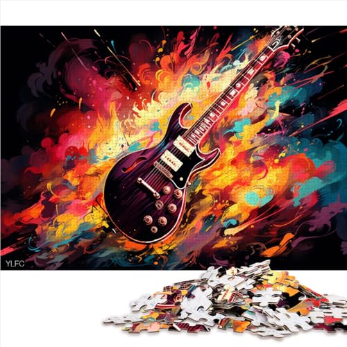 1000-teiliges Puzzle für Erwachsene, farbenfrohes psychedelisches Gitarren-Papierpuzzle, für Erwachsene und Kinder, pädagogische Herausforderung. Größe: 50 x 75 cm von LZYANG