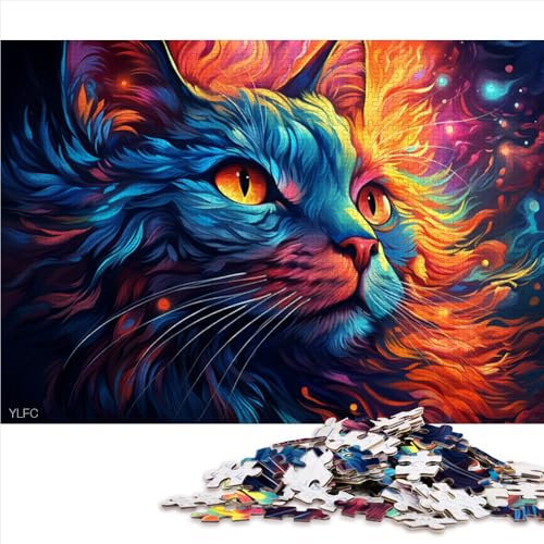 1000-teiliges Puzzle für Erwachsene, farbenfrohes psychedelisches Katzen-Papierpuzzle, für Erwachsene und Kinder, lustiges Puzzle für die ganze Familie. Größe: 26 x 38 cm. von LZYANG