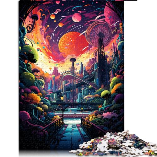 1000-teiliges Puzzle für Erwachsene, farbenfrohes psychedelisches Vergnügungspark-Papierpuzzle, für Erwachsene und Kinder ab 12 Jahren, luxuriöses farbenfrohes Puzzle-Geschenk. Größe: 52 x 38 cm von LZYANG