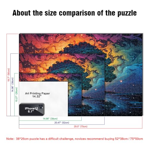 1000-teiliges Puzzle für Erwachsene, majestätisches, farbenfrohes, psychedelisches Baum-Puzzle aus Holz, für Erwachsene und Kinder ab 12 Jahren, pädagogisches Spiel, herausforderndes Spielzeug von LZYANG