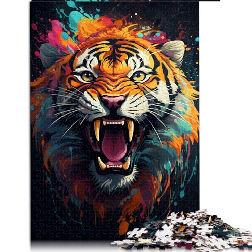 1000-teiliges Puzzle für Erwachsene, majestätisches Tigergemälde, Papierpuzzle, für Erwachsene und Kinder ab 12 Jahren, zum Zeitvertreib zu Hause. Größe: 26 x 38 cm von LZYANG