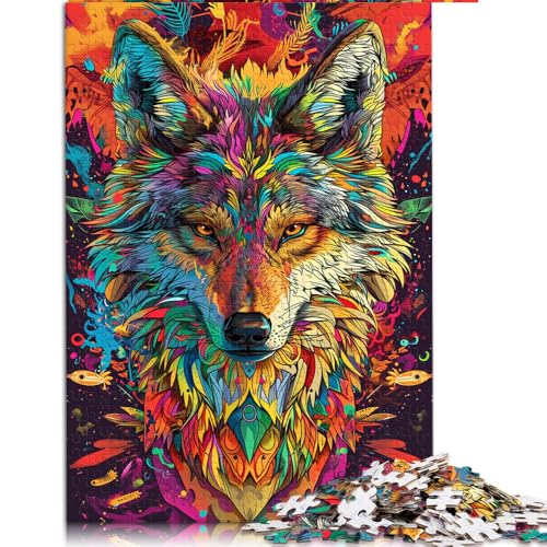 1000-teiliges Puzzle für Erwachsene, psychedelisches, farbenfrohes Wolf-Papierpuzzle, für Erwachsene und Kinder ab 12 Jahren, Lernspiel für Erwachsene und Kinder, Größe: 50 x 75 cm von LZYANG