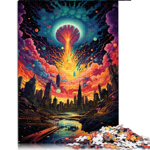 1000-teiliges Puzzle für Erwachsene, psychedelisches Papierpuzzle mit der Skyline von New York, für Erwachsene und Kinder ab 12 Jahren, einzigartige Heimdekoration und Geschenke. Größe: 50 x 75 cm von LZYANG