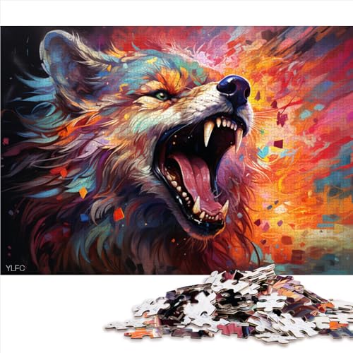 1000-teiliges Puzzle für Erwachsene, psychedelisches Papierpuzzle mit farbigem Hund, für Erwachsene und Kinder ab 12 Jahren, tolles Größe: 50 x 75 cm. von LZYANG