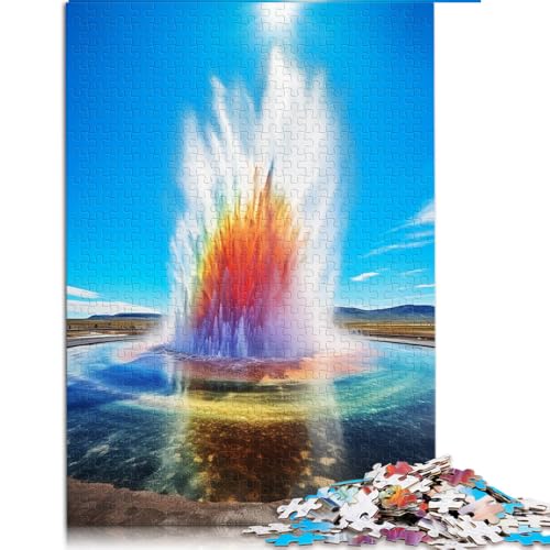 1000-teiliges Puzzle für Erwachsene und Kinder, „Die Fülle des Geysir-Geysirs“, Papierpuzzle, für Erwachsene und Kinder ab 12 Jahren, Lernspiele, Größe: 50 x 75 cm von LZYANG