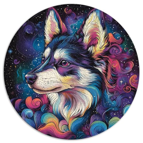 1000-teiliges Puzzle für Erwachsene und Kinder, Alaskan Klee Kai., Kreispuzzle, für Erwachsene und Familien, Papppuzzle, Denkspiel, Größe 67,5 x 67,5 von LZYANG