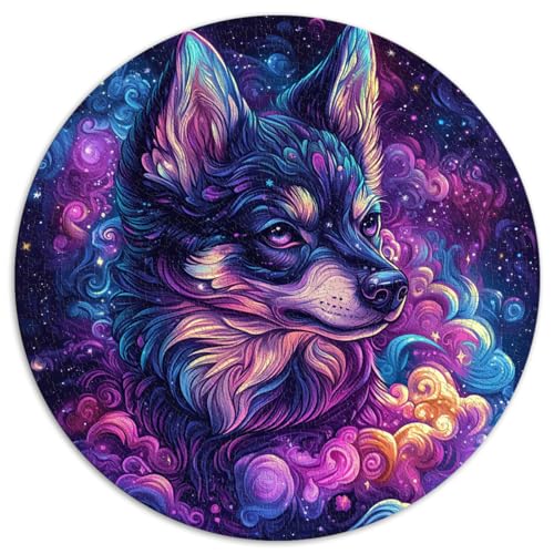 1000-teiliges Puzzle für Erwachsene und Kinder, Alaskan Klee Kai., Runde Puzzles, für Erwachsene und Kinder ab 12 Jahren, Papppuzzles, lustige Puzzlespiele, Größe 67,5 x 67,5 von LZYANG