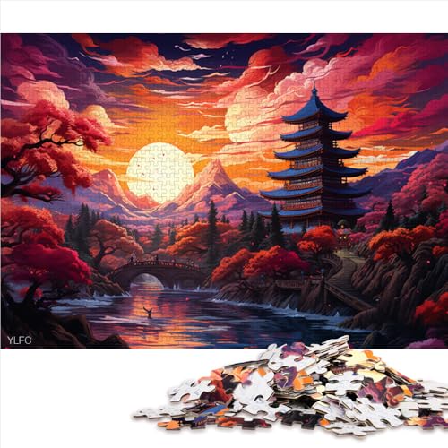 1000-teiliges Puzzle für Erwachsene und Kinder, Fantasie-Holzpuzzle „Der Fuji in Japan“, für Erwachsene und Kinder ab 12 Jahren, tolles Geschenk für Erwachsene. Größe: 52 x 38 cm von LZYANG