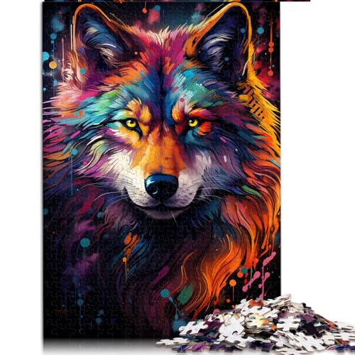 1000-teiliges Puzzle für Erwachsene und Kinder, Fantasie-Papierpuzzle „Buntes graues Wolf-Motiv“, für Erwachsene und Kinder ab 12 Jahren, Holzpuzzle als Familienspiel und Heimdekoration. von LZYANG