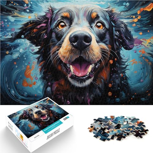 1000-teiliges Puzzle für Erwachsene und Kinder, Holzpuzzle „Fantasievoller bunter Hund“, für Erwachsene und Kinder, Geschenk für Erwachsene und Kinder, Größe: 52 x 38 cm von LZYANG