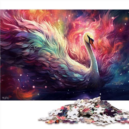 1000-teiliges Puzzle für Erwachsene und Kinder, Papierpuzzle „Farbiger Schwan“, für Erwachsene und Kinder, Holzpuzzle als Familienspiel und Heimdekoration. Größe: 50 x 75 cm. von LZYANG